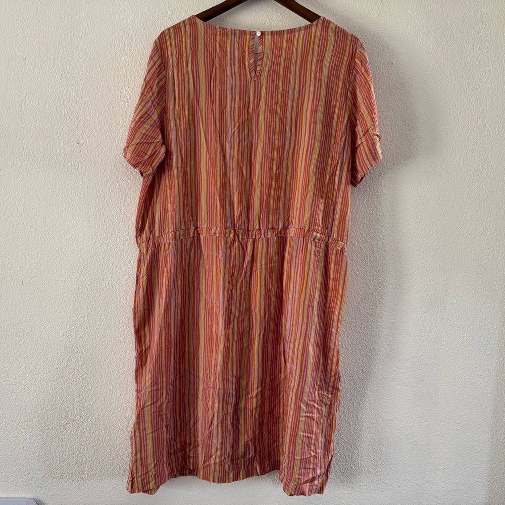 House Striped Dress Relaxed Drawstring Waist Size 44EU (12/14) Boho Natural NEW - Picture 3 of 14